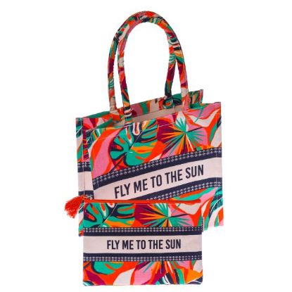 Image de AIR CARAIBES - Sac Cabas Coton et Pochette Fly me to the sun - Design 7 couleurs